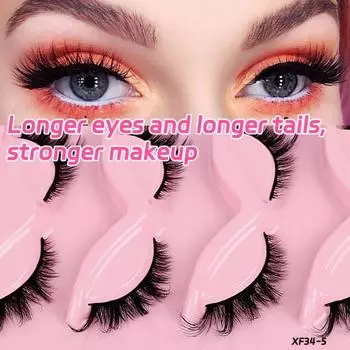 5 пар 3D ресницы для глаз косые пучки накладных ресниц наращивание ресниц XF-HZ-5Mixed