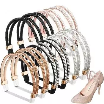 5 пар эластичных шнурков для высоких каблуков со стразами - противоскользящие съемные шнурки для высоких каблуков, босоножек и тапочек, 5 стильных цветов 5 pairs