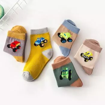 5 пар аниме носков для детей, забавные носки для мальчиков, спортивные носки, хлопок 1-3Y разноцветный