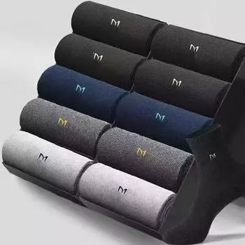 5 пар антибактериальных хлопковых носков с дезодорирующим эффектом, носки средней длины, деловые, впитывающие пот, дышащие, носки из чистого хлопка, носки one size bare socks [no packaging box] чёрный