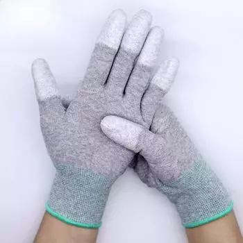 5 пар антистатических перчаток из углеродного волокна, нейлоновые антистатические перчатки для страхования труда, антистатические перчатки из углеродного волокна с полиуретановым покрытием для пальцев small size S
