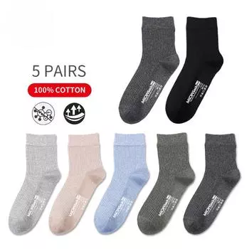 5 пар черных деловых мужских носков, хлопковые новые стильные повседневные носки, мужские мягкие дышащие летние зимние длинные носки для мужских носков EUR 39-45(US 6.5-11)