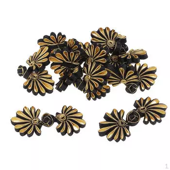 5 пар цветочных китайских застежек ручной работы для швейных поделок Navy