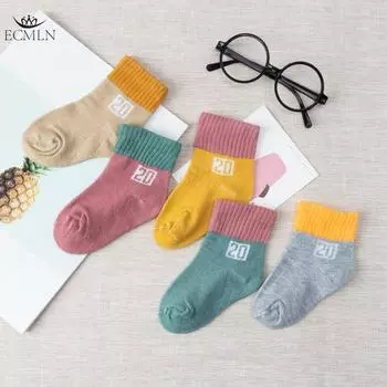 5 пар детских хлопковых носков унисекс, носки для новорожденных, детские теплые нескользящие носки S(0-1)