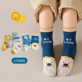 5 пар детских носков 1-5 лет, хлопковые носки для мальчиков и девочек, тонкие, милые, мягкие, приятные для кожи S(1-3 years old)