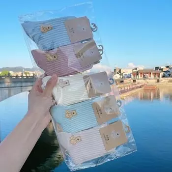 5 пар детских носков для мальчиков и девочек, простые модные однотонные носки до середины икры для детей, весенне-осенние полосатые хлопковые носки для мальчиков и девочек S