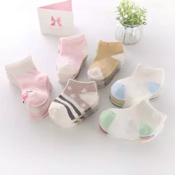 5 пар детских носков, носки в полоску со звездами для маленьких девочек и мальчиков, весенне-летние дышащие мягкие хлопковые детские короткие носки для малышей