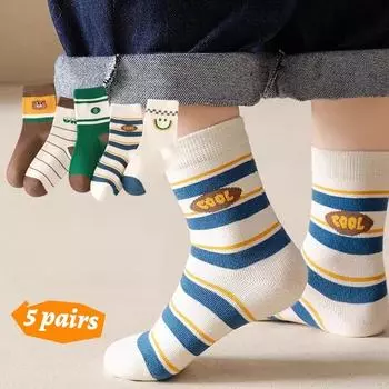 5 пар детских носков с буквами, впитывающие влагу и дышащие, для ухода за кожей, спортивные носки для детей от 1 до 16 лет 1-4 year(10-14 cm)