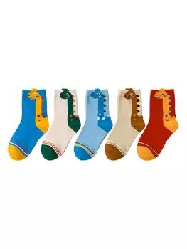 5 пар детских носков с рисунком динозавра, удобные детские носки для мальчиков и девочек M 3-5Y 14-16cm