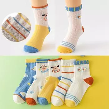 5 пар детских носков весна-лето для мальчиков и девочек сетчатые дышащие тонкие мягкие милые носки детские носки 8M-2Y