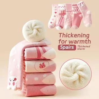 5 пар детских зимних ультра толстых махровых носков с кроликом, предпочтительные ткани, школьные спортивные носки, аксессуары для детей 1-16 лет 9-16 years(19-23 cm)