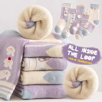 5 пар детских зимних ультра толстых махровых носков Good Rabbit, высокая эластичность и предпочтительные ткани, школьные спортивные носки 1-16 лет 1-4 year(10-14 cm)