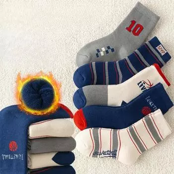 5 пар детских зимних ультра толстых махровых носков для уличного баскетбола, влагоотводящие и дышащие носки с эластичными манжетами для детей от 1 до 16 лет 1-4 year(10-14 cm) бежевый