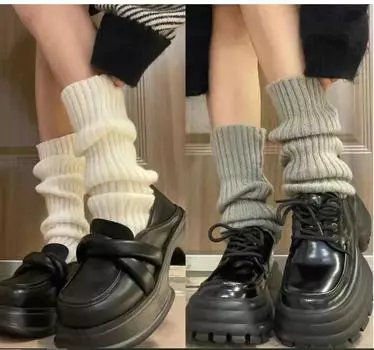 5 пар гетр Лолита женские вязаные теплые чехлы для ног теплые женские длинные носки осень-зима крючком чёрный