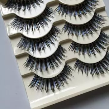 5 пар густых длинных черных и синих накладных ресниц для танцев в ночном клубе