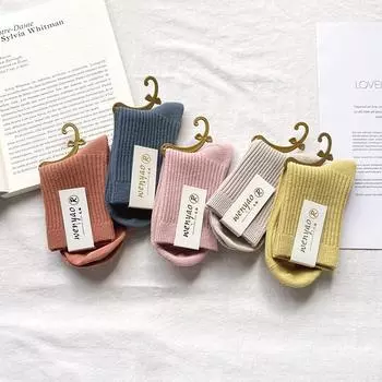 5 пар хлопковых носков для снега, осень-зима, средняя труба, толстые вертикальные прямые носки из плюша, теплые, для пола One Size