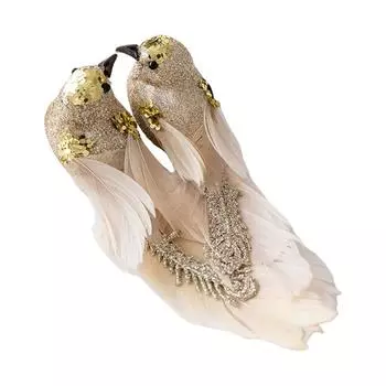 5 пар имитация пенопластовых перьевых птиц шампанского белого розового цвета для рождественской елки, украшения для сада, свадебной вечеринки, украшения для дома