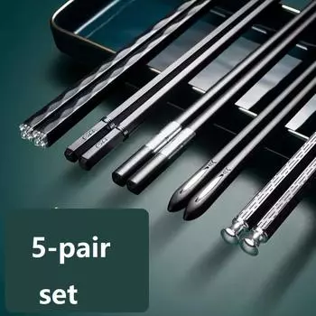 5 пар китайских японских палочек для еды, набор палочек для суши, многоразовые, высокого качества, нескользящие, для еды, лапши, ресторана, кухни, столовых приборов