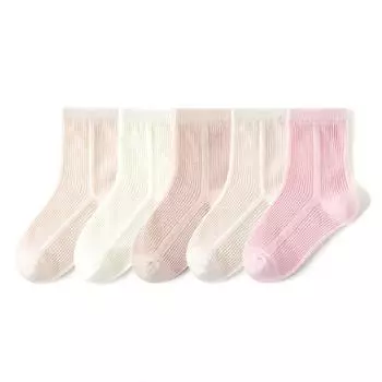 5 пар/компл. носки для маленьких девочек и мальчиков, сетчатые махровые носки для новорожденных для девочек и мальчиков, летние мягкие однотонные детские носки, От 1 до 12 лет 1-3Y(S) розовый