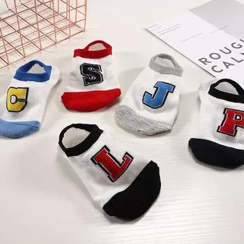 5 пар/компл. женские носки невидимые силиконовые нескользящие носки-лодочки забавные милые носки с буквенным принтом и мультяшным рисунком Pack of 5