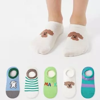 5 пар/комплект детские носки для девочек и мальчиков принт хлопковые детские носки с рисунком для малышей низкие носки-лодочки с неглубоким горлом летние S(1-3Y) розовый