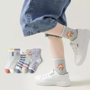 5 пар/комплект детские носки для мальчиков и девочек детские хлопковые милые мультяшные дышащие детские носки осень-зима S серый