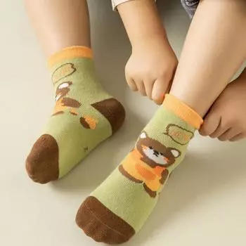 5 пар/комплект детские носки хлопковые с рисунком медведя из мультфильма носки для новорожденных девочек мальчиков детские носки для младенцев для детей весна осень S(1-3y) синий