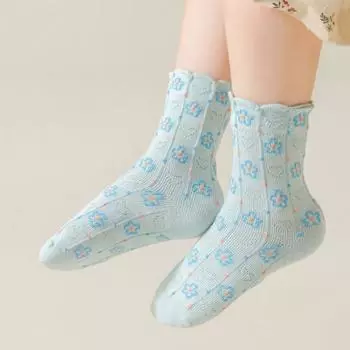 5 пар/комплект милые носки с цветочным принтом для девочек детские носки средней длины хлопковые носки для детей осень-зима S разноцветный