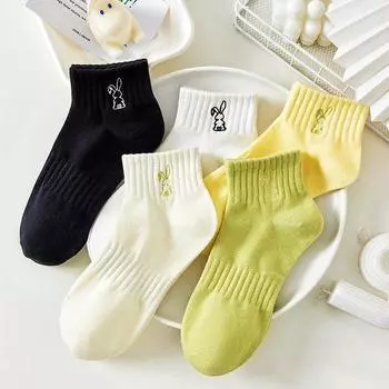 5 пар/комплект мультфильм повседневные дышащие весна лето осень женские девушки невидимые носки-лодочки до щиколотки 5Pairs/set