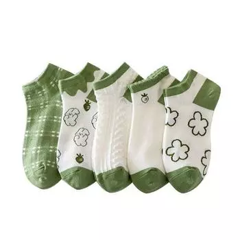 5 пар/комплект повседневные спортивные дышащие градиентные носки с вышивкой алфавита весна лето осень женские носки для девочек 5Pairs/set