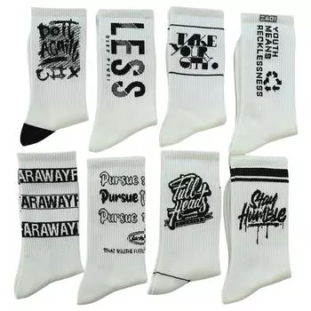 5 пар/комплект случайных мужских белых спортивных носков, включая длинные баскетбольные носки и спортивные носки до середины икры, для осени и зимы One Size