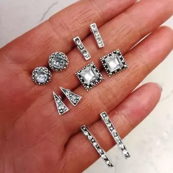 5 пар комплект, винтажные серьги-гвоздики для женщин, ювелирные изделия из букле д орей, богемный комплект серег с резным цветком и опалом, комплект капель Brincos