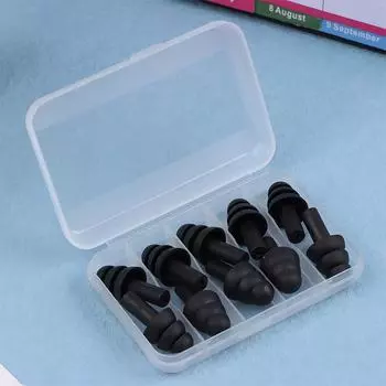 5 пар/коробка Комфортные беруши Шумоподавление Мягкие силиконовые беруши Плавание Силиконовые беруши Защитные беруши для сна чёрный