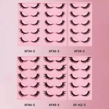 5 пар косых накладных ресниц, отдельные накладные ресницы, 3D-кластеры, накладные ресницы, наращивание ресниц XF49-5