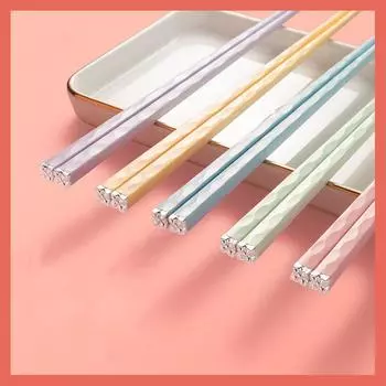 5 пар красочных китайских японских палочек для еды Morandi Еда Суши Многоразовые палочки для еды Совместное использование палочек для еды из сплава Семейная кухонная посуда
