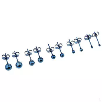 5 пар круглых серег-гвоздиков с бабочкой на спине для синего цвета