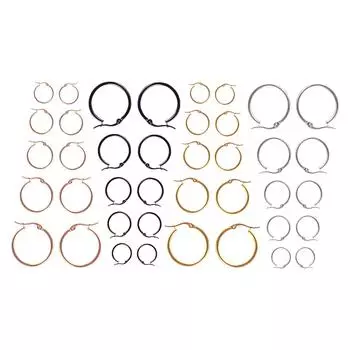 5 пар круглых сережек из нержавеющей стали с золотым гальваническим покрытием, круглая голова кролика, тонкие иглы для ушей, катушки для ушей One Size чёрный