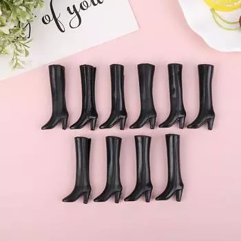 5 пар кукольной обуви, сапоги, белые, черные, украшения для кукол, детские игрушки для самостоятельной игры, подходят для кукол 30 см, 1/6 кукол чёрный