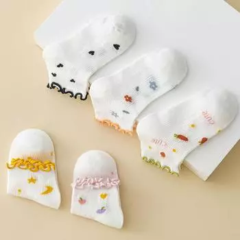 5 пар летних детских носков для девочек с кристаллами, тонкие сетчатые дышащие носки средней длины, мягкие удобные детские носки, милые детские носки Sokken 0-2 Years