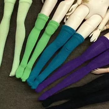 5 пар / лот Чистый цвет Куклы Чулки для Blythe Dolls Эластичные бедра Высокий чулок Длинный носок для Барби 1/6 Кукольные аксессуары разноцветный