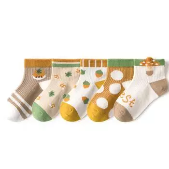 5 пар/лот детские хлопковые носки для подростков девочек и мальчиков, детские, студенческие, модные, сетчатые, мягкие, с милым рисунком, на лето, 1-12 лет, новые детские носки S ( 1-3 years )