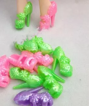 5 пар/лот детские игрушечные туфли на высоком каблуке конфетного цвета для кукол Барби, обувь для кукол-цветов, аксессуары для кукол 1/6 BJD Shoes разноцветный