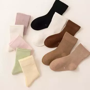 5 пар/лот, детские носки, хлопковые свободные однотонные детские носки средней длины для мальчиков и девочек, детские носки, школьные Kinder Sokken 1-3Y