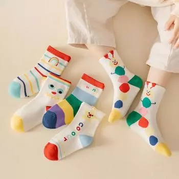 5 пар/лот детские носки новые милые детские носки с героями мультфильмов теплые хлопковые спортивные носки средней длины для мальчиков и девочек осень весна S разноцветный