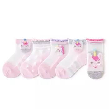 5 пар/лот летние детские хлопковые носки для мальчиков и девочек, модные сетчатые носки с рисунком на весну, новые носки для школьников 1-12 лет, подростков S ( 1-3 years )