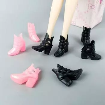 5 пар/лот, модная кукольная обувь, аксессуары для кукол Барби, сандалии на высоком каблуке для Барби 1/6, кукольный домик BJD, детская игрушка «сделай сам» чёрный