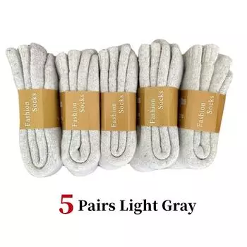 5 пар/лот Мужские носки Зимние Теплые из Мериносовой Шерсти Однотонные Однотонные Носки Супер Толстые Снежные Холодные Мягкие Удобные Длинные Шерстяные Носки EU38-46 EU38-46