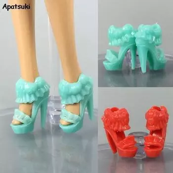 5 пар/лот Обувь для принцессы Барби Обувь для куклы 1:6 Обувь для игрушки BJD 1/6 Туфли на высоком каблуке для куклы Барби Аксессуары Случайные разноцветный