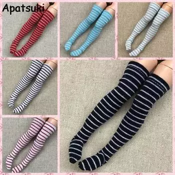 5 пар/лот полосатые чулки для куклы Блайз высокие чулки для куклы Барби 1:6 длинные носки для куклы Момоко 1/6 аксессуары разноцветный