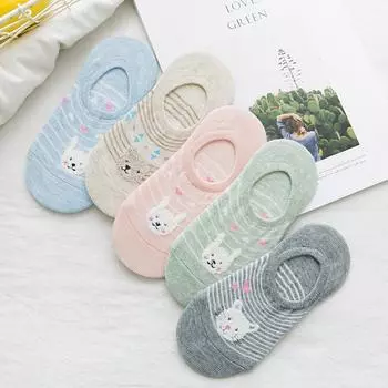5 пар/лот, женские носки ярких цветов, носки-лодочки с рисунком маленьких животных, повседневные забавные носки для девочек Meias Free Size